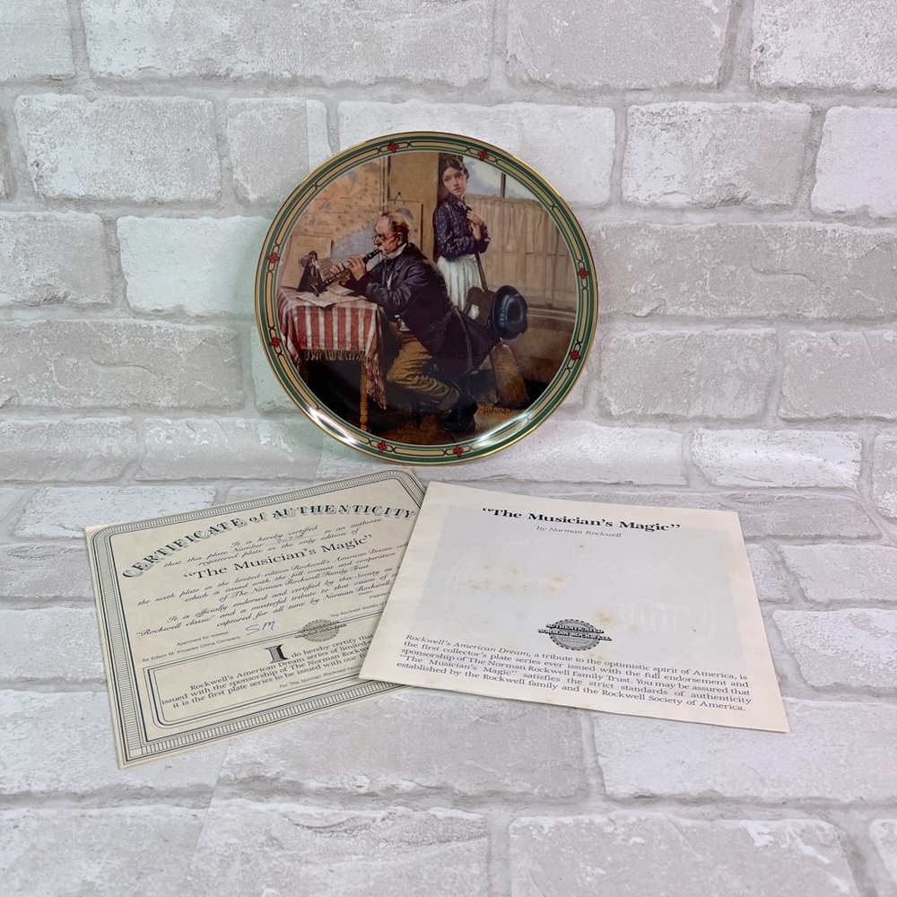 Norman Rockwell Collector Plate Musician’s Magic with Certificate